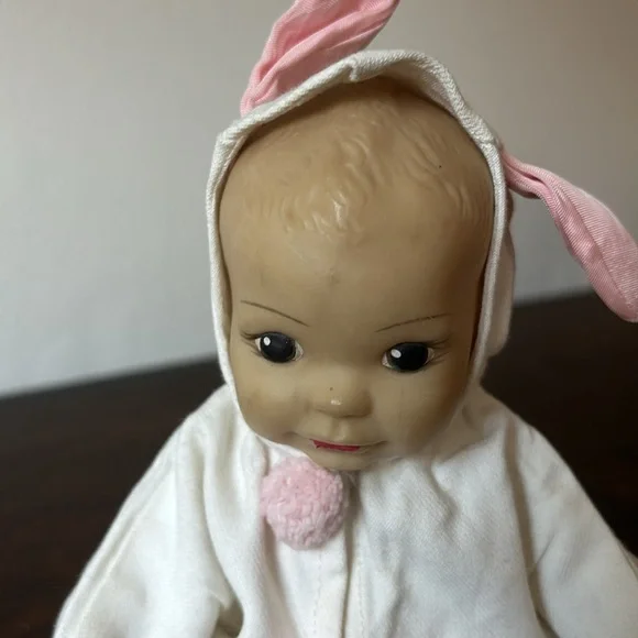 Vintage Antique Baby Doll in White and Pink Outfit - Picture 5 of 6